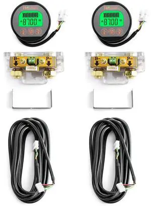 Battery Monitor Voltmeter Ammeter, 2 Set Voltage Range 8V-80V and up to 500A, Voltage Current Meter with 13 ft Custom Cable
