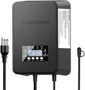 200W Landscape Lighting Transformer Outdoor Low Voltage Landscape Transformer with Timer and Photocell Sensor Waterproof 120V to 12V/14VAC Low Voltage Transformer for Landscape Garden Lights