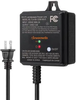 60W WiFi Low Voltage Transformer, 120V AC to 12V DC, Smart Outdoor Low Voltage Landscape Transformer with Timer, Work with Alexa & Google Home, Weatherproof for Landscape Lights, FCC Listed