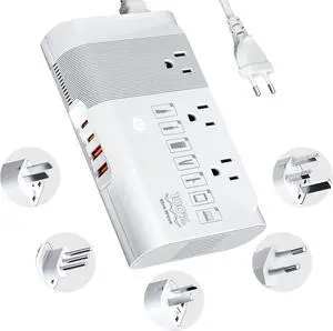 220v to 110v Voltage Converter for European Travel: Max 500W Pure Sine Wave Voltage Converter US to Europe - 220 to 110 International Power Adapter Plug Combo Step Down Transformer White