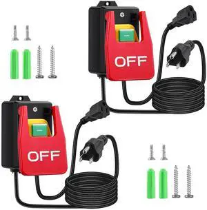 110V to 120V Single Phase On/Off Switch, Router Table Switch with Large Stop Sign Paddle Easy Contact for Fast Power Off for Table Saws and Other Electrical Equipment (1 Female Plug,2 Pack)