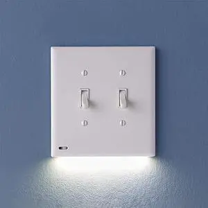 2 Pack - SnapPower SwitchLight [for Double-Gang Light Switches] - Light Switch Wall Plate with Built-in LED Night Lights - Bright/Dim/Off Options - Auto On/Off Sensor - (Toggle, White)