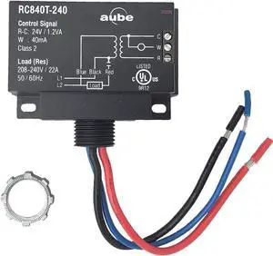 RC840T-240 On/Off Switching Electric Heating Relay with Built-in 24 V Transformer, Black