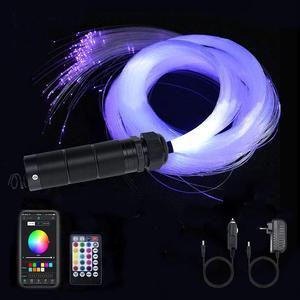 6W Bluetooth Music Control RGB LED Fiber Optic Lights Star Ceiling Light Kit RF 28 Key Remote APP Sensor Light Source 550pcs 0.75mm 13.1ft Fiber Strands for Indoor Car Home Interior Decoration