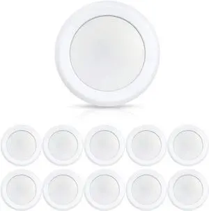 6inch LED Flush Mount Disc Light,16.5W Dimmablel Ceiling Lighting Fixture, 4000K Cool White 1000Lm, Low Profile Aluminum Trim Surface Mount Downlight, ETL & FCC Listed, 10 Pack