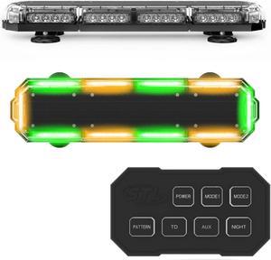 Lights Mini 21 120 Watts LED Strobe Lights For Trucks, Cars, Plows, and Emergency Vehicles with Magnetic Roof Mount in Amber/Green Alternating
