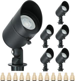 4W Landscape Lighting 12V Landscape Lights Low Voltage Landscape Spotlights Warm White Waterproof Outdoor Replaceable LED Bulb for Garden, Lawn, Porch, Patio and Yard (Black, 6-Pack)