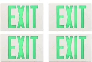 4 Packs Green Led Exit Sign Light, Hardwired Double face Exit Commerical Lighting, Lighted Exit Sign Bulb/Exit light Combo Light/Battery Exit Sign/Lighted Exit Sign Battery Power.