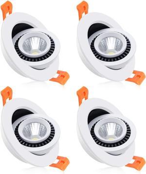 3 Inch Eyeball Gimbal LED Recessed Lighting Dimmable Downlight, 5W (50W Halogen Equivalent) Adjustable Spotlight, 3000K Warm White, CRI80, Ceiling Light with LED Driver (4 Pack)