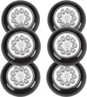 30014-303 9 LED Wireless Anywhere Stick On Tap Light, 6 Pack, Black
