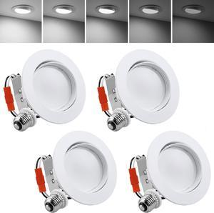 4 Inch 5000K Retrofit LED Gimbal Recessed Light, Dimmable LED Recessed Downlight, CRI90+, 10W Swivel Directional Recessed Lighting, Adjustable Recessed Can Light, ETL Listed, Pack of 4