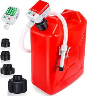 Transfer Pump with Auto-Stop Sensor-3.2GPM,Overfill Protection, 30s Alert Beep,51"Hose Transfer Pump Battery Powered with 4 Tank Adapter,Portable Liquid Pump with Nozzle for Gasoline,Diesel,Oil