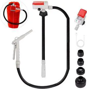Transfer Pump (3.2GPM) with Hand Nozzle for Quick Stop Flow Control, 51" Hose Automatic Transfer Pump with 4 Tank Adapters, USB and Battery Powered Portable Liquid Pump for Oil, Gasoline, Diesel