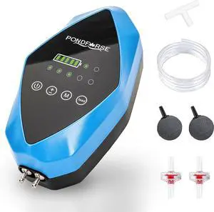 AC/DC Aquarium Air Pump for up to 600 Gals Tank, 4W/6W Portable Battery Powered Air Pump with Long 48 Hours Battery Life, 2-Outlet Oxygen Pump for Outdoor Fishing
