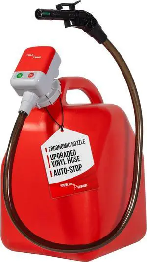 TRFA01 Battery Powered Gas Fuel Transfer Pump (5th GEN), Auto-Stop, 3.25-ft Long Hose, Gasoline, Diesel, Kerosene, Electric Siphon Pump for Car Truck Tractor Generators Boats Lawn Mower