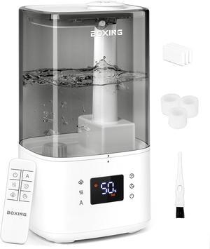 6L Warm & Cool Mist Humidifiers for Bedroom, Air Humidfier for Large Room with Remote Control, Auto Mode Perfect for Baby & Plants, Top Fill, Sleep Mode, Timer, Essential Oil Tray, 60H