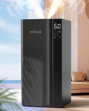 Cool Mist and Warm Humidifier Large Room, 5.3Gal/20L Whole House Humidifiers for Home, Quickly & Evenly Humidify Larger Areas, Top Fill, Dual Mist Nozzles and Atomizers, Office Plants, Black