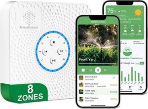 Smart Sprinkler Controller Evapotranspiration Master: 8 Zones WiFi Irrigation Controller with Automated Watering and App Control, Save Water Through Rain, Freeze, Wind and Saturation Skip