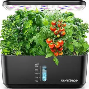 Indoor Garden Hydroponics Growing System: 10 Pods Plant Germination Kit Aeroponic Herb Vegetable Growth Lamp Countertop with LED Grow Light - Hydrophonic Planter Grower Harvest Lettuce
