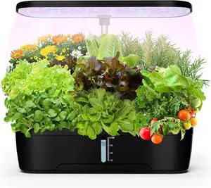 Indoor Garden Hydroponics Growing System12 Pods, Indoor Herb Garden with LED Full-Spectrum Plant Grow Light, Built-In Timekeeping System Suitable for Growing Vegetables, Spices and Fruits