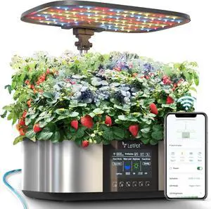 LPH-Max Hydroponics Growing System Kit, 21 Pods APP & WiFi Automatic Controlled Smart Indoor Garden with 36W LED Grow Light, Auto Drip Irrigation Kits, Self-Managed Nurturing & Watering