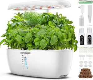 Indoor Garden Hydroponics Growing System: 12 Pods Plant Germination Kit Herb Garden Kit Growth Lamp Countertop with LED Grow Light Hydrophonic Planter Grower Harvest Vegetable Lettuce