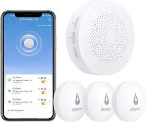 WiFi Water Detector, 3 Pack Water Sensors with Leak Alert Email&SMS Notification, 100dB Adjustable Alarm, 100M Transmission for Basement, Bathroom, Laundry, IFTTT
