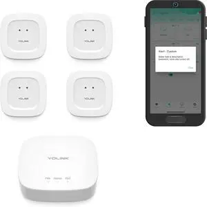 Smart Home Starter Kit: Hub & Water Leak Sensor 4-Pack, SMS/Text, Email & Push Notifications, LoRa Up to 1/4 Mile Open-Air Range, w/Alexa, IFTTT, Home Assistant