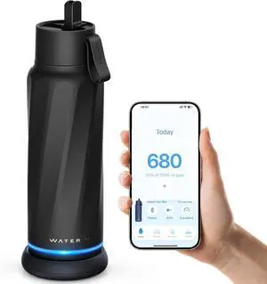 Smart Water Bottle with Reminder to Drink Water, BPA-Free Vacuum Insulated Water Bottles with Filter & Straw, Bluetooth Intake Water Tracking Bottle, Ideal for Gift (18 oz)