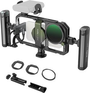 x Brandon Li All-in-One Mobile Video Kit, Quick Release Universal Phone Video Rig Kit for iPhone for  for Pixel, with Wireless Rotatable Handles for M.2 SSD w 67mm VND Filter - 4596