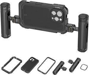 Phone Video Cage Dual Handheld Kit for iPhone 16 Pro Max, Phone Rig with Wireless Quick Release Side Handle for Video Recording/YouTube/Live Streaming/Vlog - 5005
