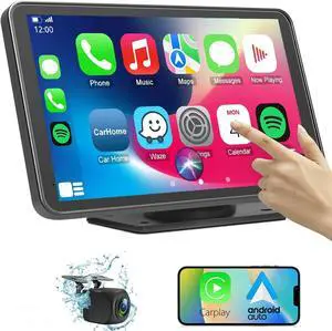 Wireless Car Stereo Compatible with  CarPlay and Android Auto,7" HD Portable Bluetooth CarPlay Touch Screen for Car,with Backup Camera Car Play for All Cars