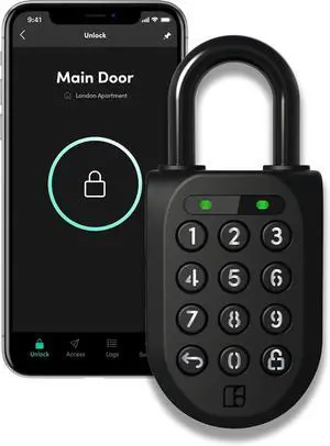 New Smart Padlock 2 (SP2), The Toughest Smart Padlock  Generate Access from Anywhere with The Mobile app (iOS/Android)  No WiFi Needed, Waterproof & Rechargeable