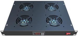 4 Fans Server Cooling System - 1U 19" Rackmount Cabinet Panel w/Adjustable Temperature Control (Heat Monitor - Digital Display) Alarm Sensor (Overheat Air Flow Exhaust) Tupavco TP1701