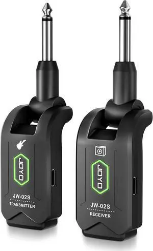 5.8GHz Wireless Guitar System Wireless Guitar Transmitter Receiver Rechargeable Audio with 4 Siganl Channels for Electric Guitar Bass 20M (JW-02S)