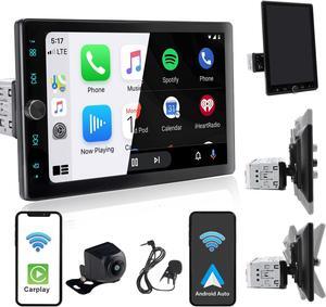 Single Din Car Radio Touchscreen (10.4" Rotatable) Compatible with  CarPlay [Wireless] Android Auto Car Stereo Bluetooth USB AUX SD Backup Camera