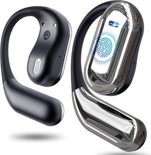 Open Ear Bluetooth 5.4 Earbuds, Sport Over Earphones Wireless Headphones Built-in Mic with Ear Buds LED Display, Touch Control, IPX7 Waterproof Hook Design 50Hrs Playtime for Sports, Black