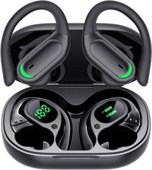 Wireless Earbuds Bluetooth 5.4 Headphones, 96hrs Playtime, Wireless Charging Case LED Display, Over Ear Headphones, ENC Noise Cancelling, Hi-Fi Sound, IP7 Waterproof, for Sports and Workouts Black