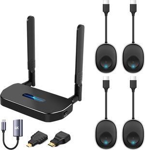Wireless Hdmi Transmitter and Receiver 4k. One Receiver and Four Transmitter,Switch at Will,165FT/50M VGA Dual Screen Casting Video Audio from PC/Laptop/Netfix/TikTok to Monitor,Projector Equipment