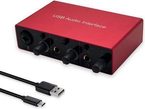 Audio Interface USB Audio Interface with Mic Preamplifier USB Audio Mixer Recorder with 48V Phantom Power, 24 Bit, Support Tablet, Computers and Other Equipment Recording NO DAW Software included