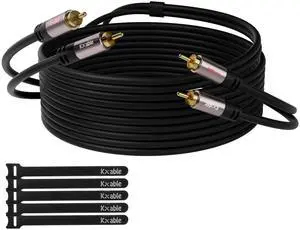 RCA Cable 150FT, 2RCA Male to 2RCA Male Stereo Audio Cable,Oxygen-Free Copper, Hi-Fi Sound, Double Shielded 2 RCA Car Audio Subwoofer Cord for Home Theater, HDTV, Amplifier, Hi-Fi System, Speaker