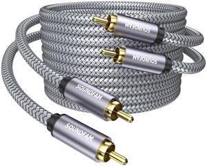 Subwoofer Cable 20ft/6M,RCA to RCA Audio Cable 24K Gold Plated Plug Double Shielded Digital Analog Support Amplifier, Home Theater, Hi-Fi System, Subwoofer2-Pack