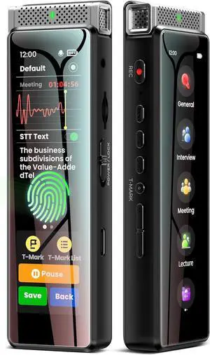72GB Digital Voice Recorder with Playback, Innioasis R1 Full Touchscreen Voice Recorder with AI ligent Transcription and Bluetooth, Voice Activated Sound Audio Recorder Device with Mic (Silver)