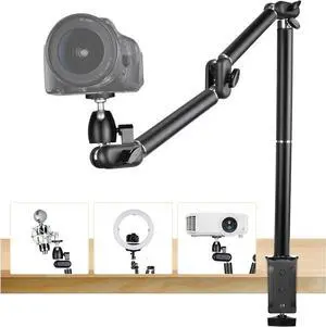 Desk Camera Mount Stand Heavy Duty Articulated Camera Arm Articulating Table Mount Camera Stand Adjustable Flexible Gear Joints TKA01-L