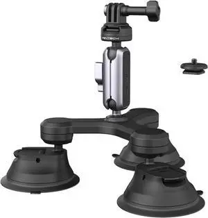 CapLock Triple Suction Mount Compatible for DJI OSMO Action 4/3/2, Gopro Hero 11/10/9/8 with 1/4"-20 Standard Thread Adapter, Action Camera and Smartphones for Insta360 ONE RS/R/ONE X3/X2