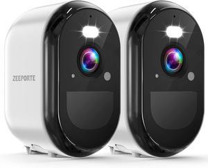 2K Security Cameras Wireless Outdoor, WiFi Battery Powered Indoor Camera for Home Security with AI Motion Detection, Spotlight, 2-Way Talk, Siren, IP65, Cloud/SD Storage - 2 Cameras
