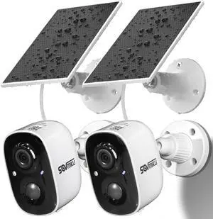2CG6 Solar Security Camera Wireless Outdoor,Battery Powered,Easy to Setup,PIR Motion Detection,Two Way Audio, Audible Flashlight Siren,2.4GHz Wi-Fi Color Night Vision, 180 Days Exchange Policy