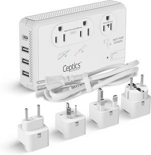 Voltage Converter for Travel, 220V to 110V Converter w/Type C, E/F, G, I Plugs, 2000W Outlet for Hair Dryers, 4 USB w/ 1 USB-C PD 18W Fast Charge, for Curling Iron, Straightener, Chargers
