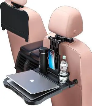2 Packs Car Backseat Tray Table, Foldable Tray Seat Back Laptop Desk for Car Travel, Multifunctional Car Back Seat Food Tray, Car Table with Phone Holder, for Working, Writing, Eating, Traveling
