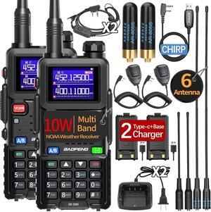 5RM Ham Radio 10W Long Range Handheld NOAA Weather Receiver 2500mAh Battery Rechargeable Walkie Talkies with Programming Cable,Speaker Mic,Type-C Charging,2 Pack